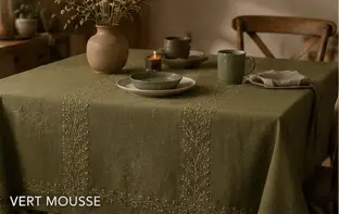 Rideaux 70% Lin et 30% Coton à languettes 140 cm x 240cm- Broderie Végétale