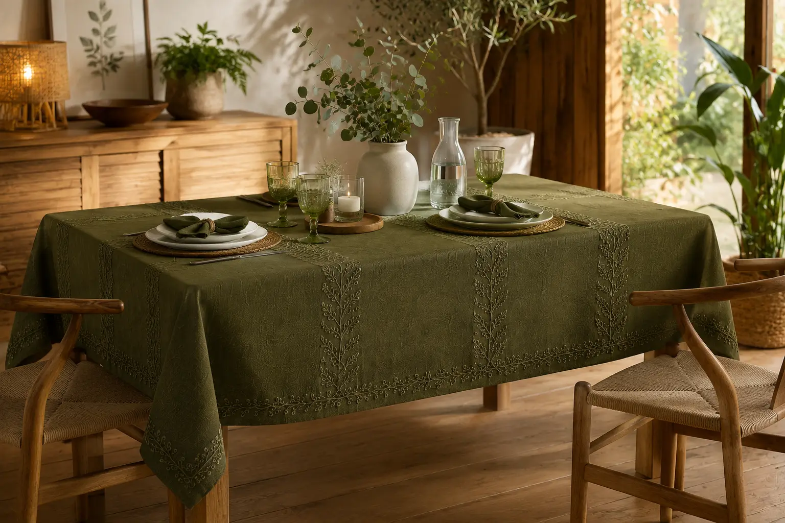 Nappe Broderie Végétale