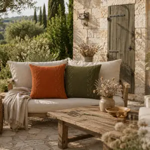 Coussin en 70 % lin et 30 % coton OEKOTEX - Broderie Végétale