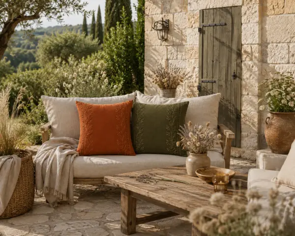 Coussin en 70 % lin et 30 % coton OEKOTEX - Broderie Végétale